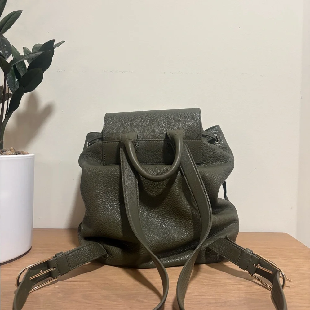 Tory Burch olive green midi-size leather backpack
